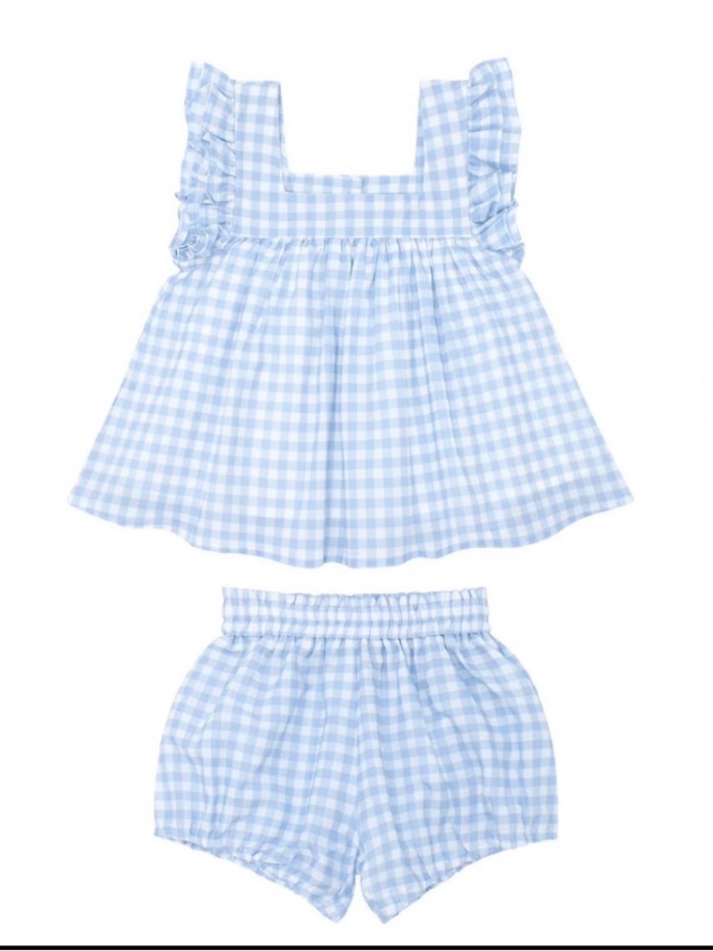 Minnow Blue Gingham Ruffle Tank & Bloomer Set